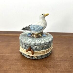 Vintage‎ Napcoware Bisque Seagull Harbor Post Nautical Ocean Trinket Box